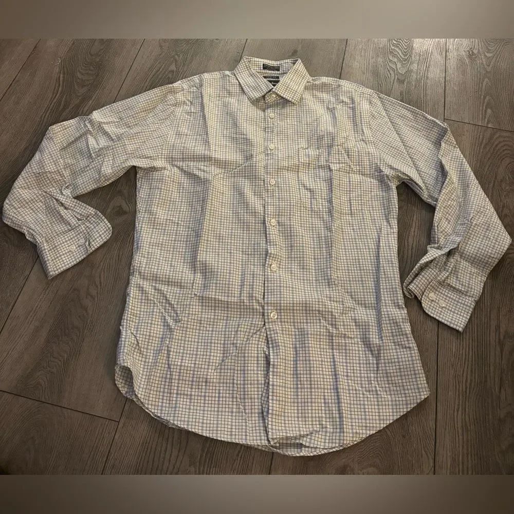 Neiman Marcus Light Blue and White Checkered Shirt